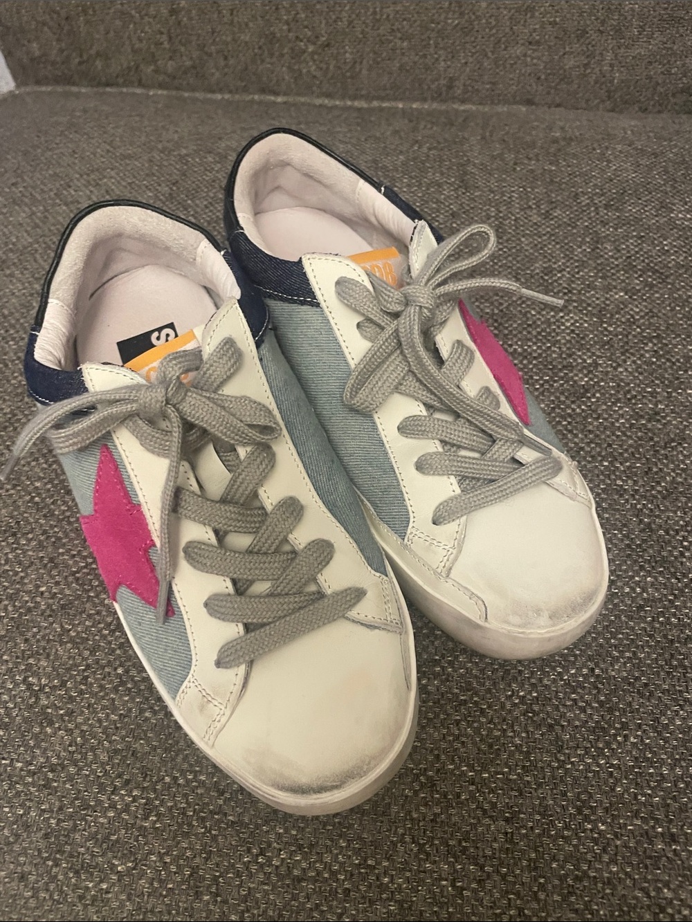Golden Goose Superstar RARE Sneaker Leather Denim hot pink star size 36 5.5 US
